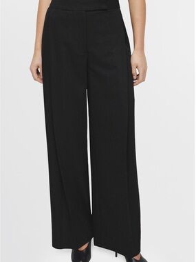 Mango Wide-Leg Black High-Rise Trousers